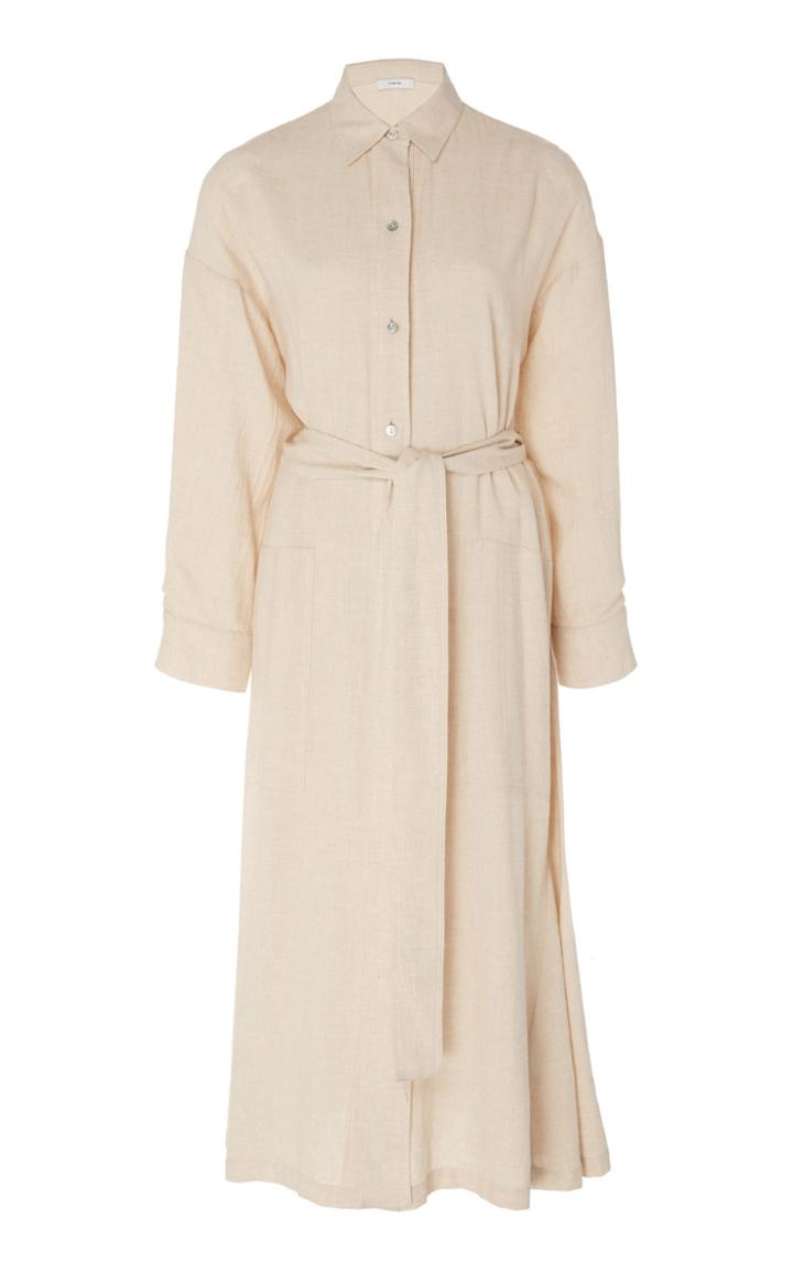 Vince Belted Cotton-blend Shirt Dress