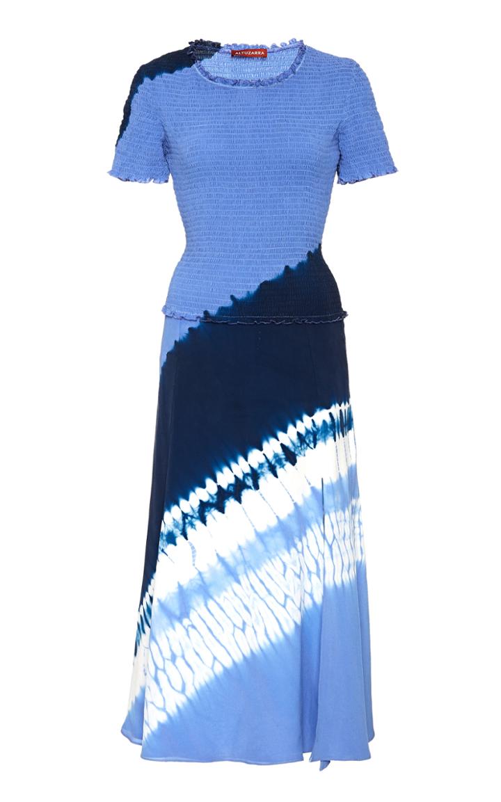 Altuzarra Ayumi Smocked Tie-dyed Silk Dress