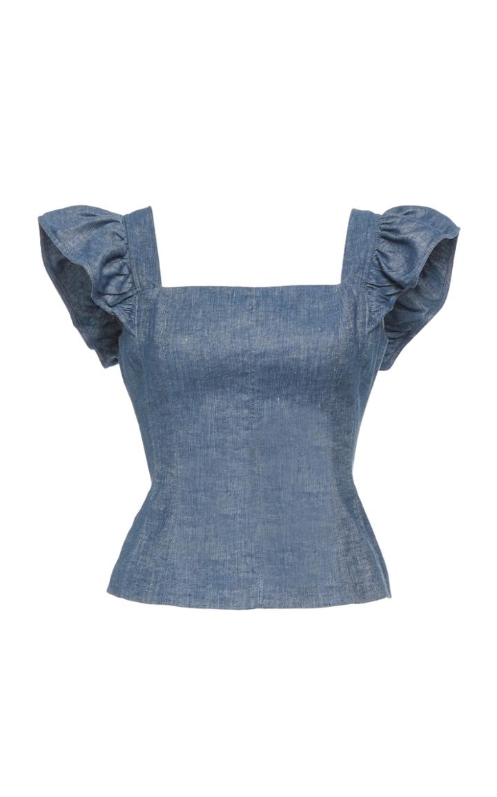 Moda Operandi Amur Dede Ruffled Linen-blend Tank Top Size: Xxs