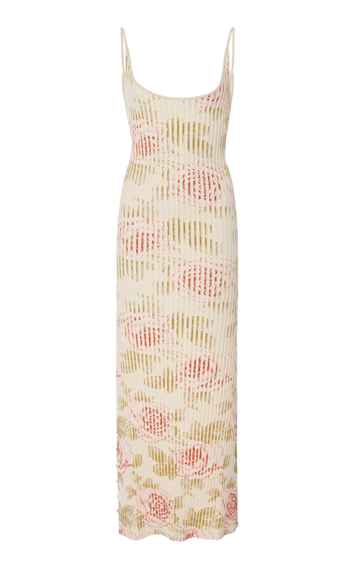 Paco Rabanne Scoop Neck Floral Knit Dress