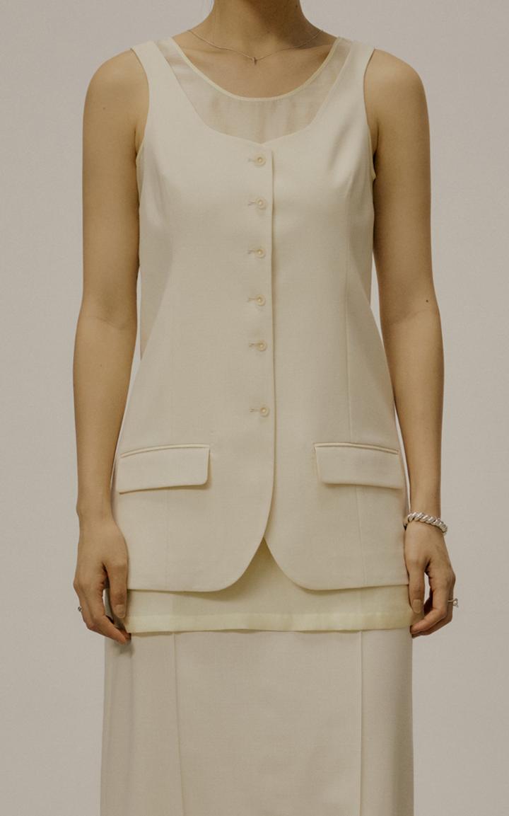 Moda Operandi Low Classic Layered Organza And Wool-blend Vest