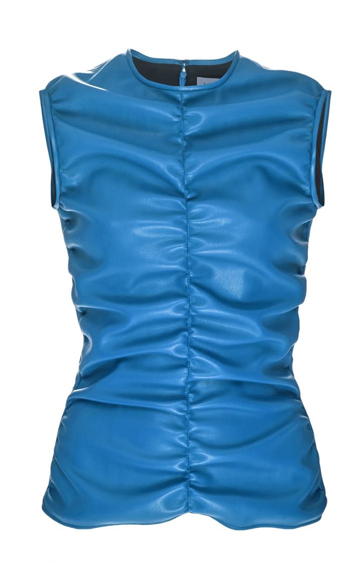 Jonathan Cohen Ruched Faux Leather Top