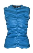 Jonathan Cohen Ruched Faux Leather Top