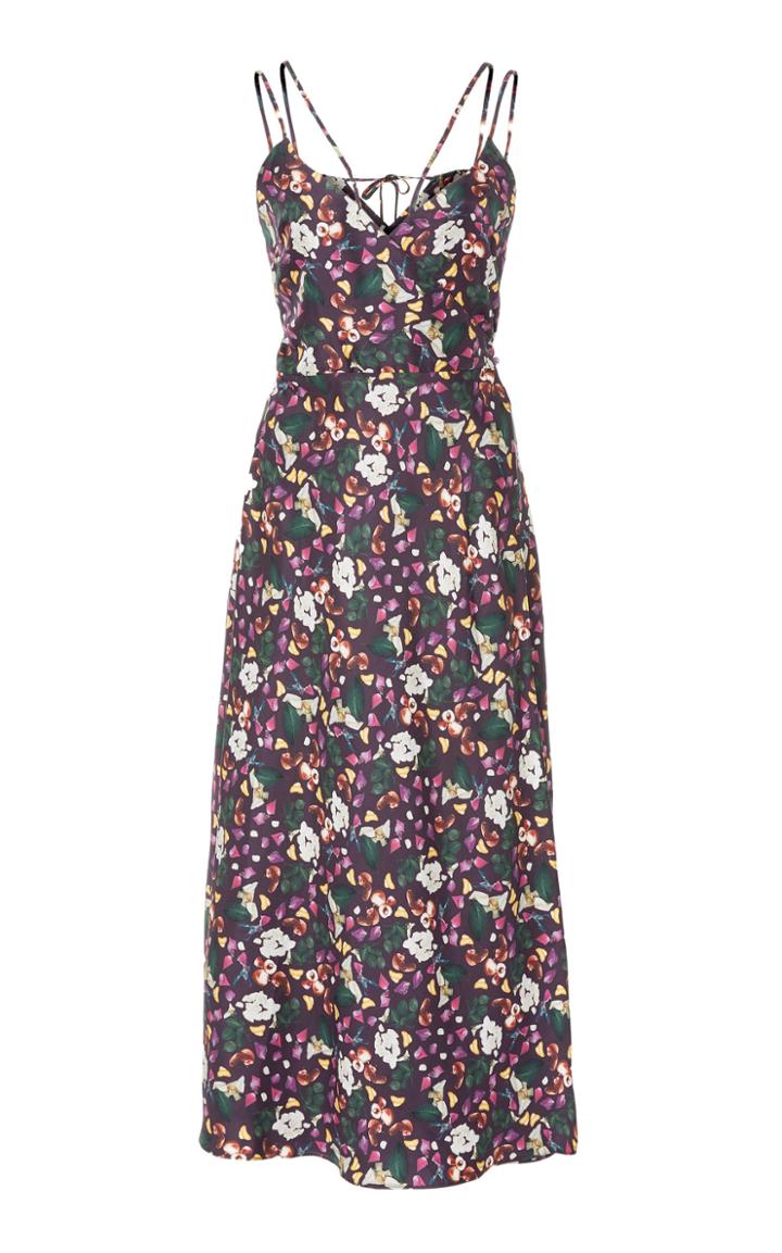 Christine Alcalay Strappy Printed Silk Dress