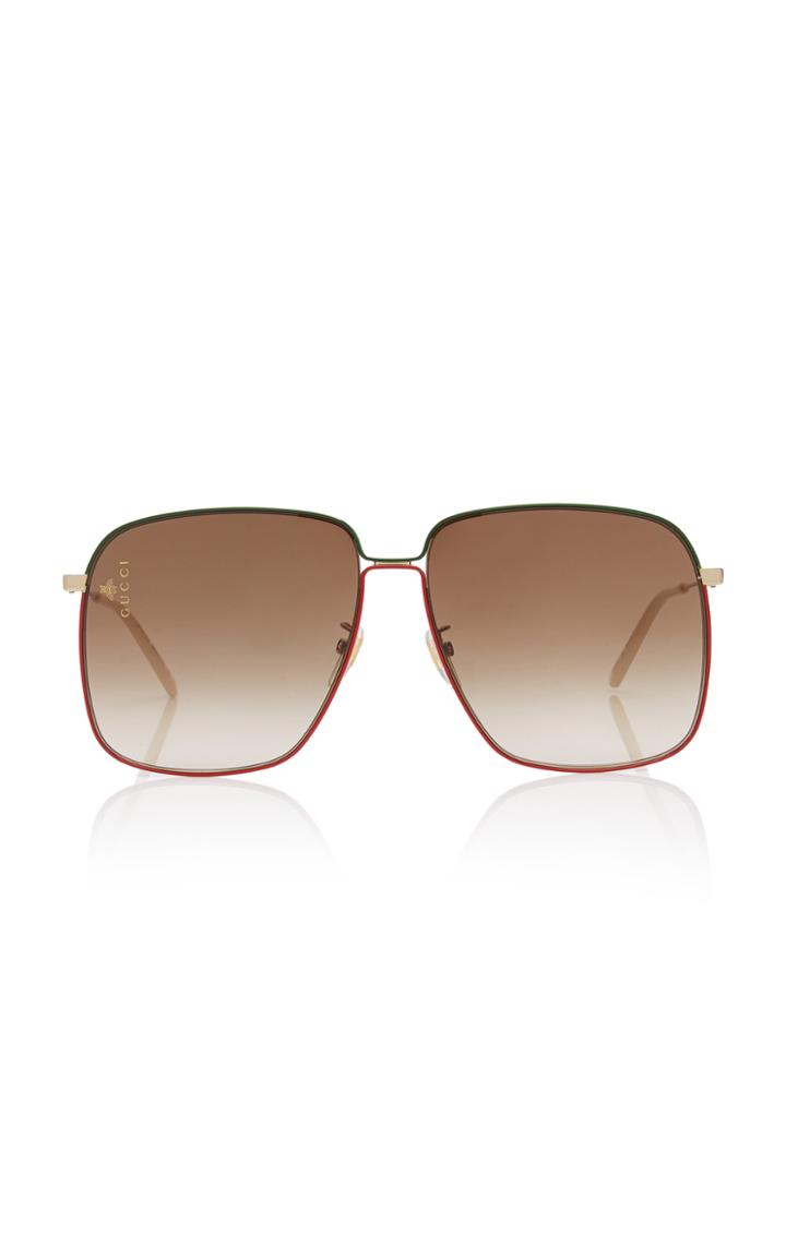 Gucci Sunglasses Glasant Oversized Metal Square-frame Sunglasses