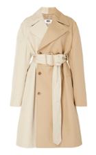Mm6 Belted Two-tone Cotton Trench Coat