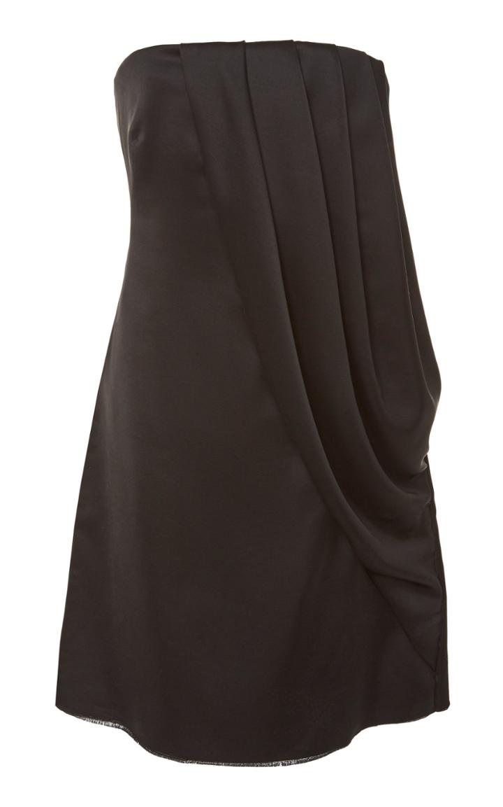 Marina Moscone Draped Satin Mini Dress