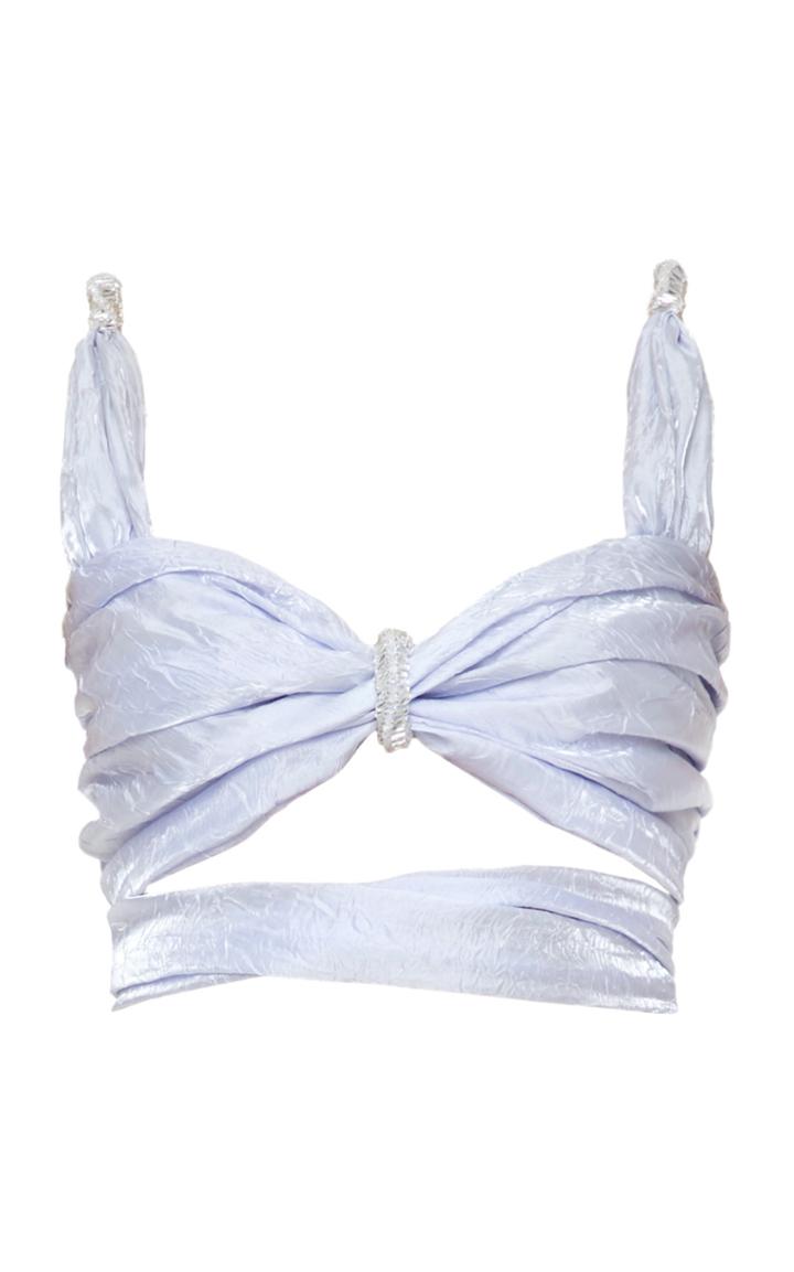 Moda Operandi Mach & Mach Crystal-embellished Crinkled Organza Crop Top