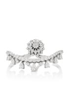 Yeprem 18k White Gold Diamond Double Finger Spiral Ring