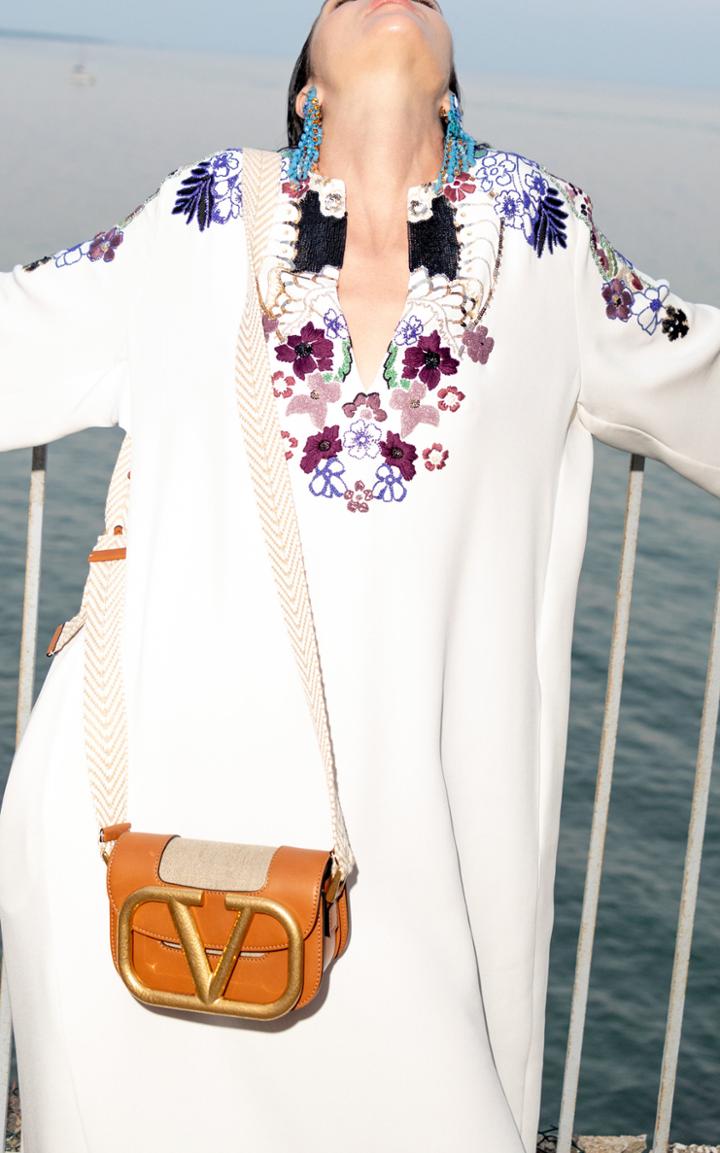 Moda Operandi Valentino Embroidered Silk Cady Maxi Dress
