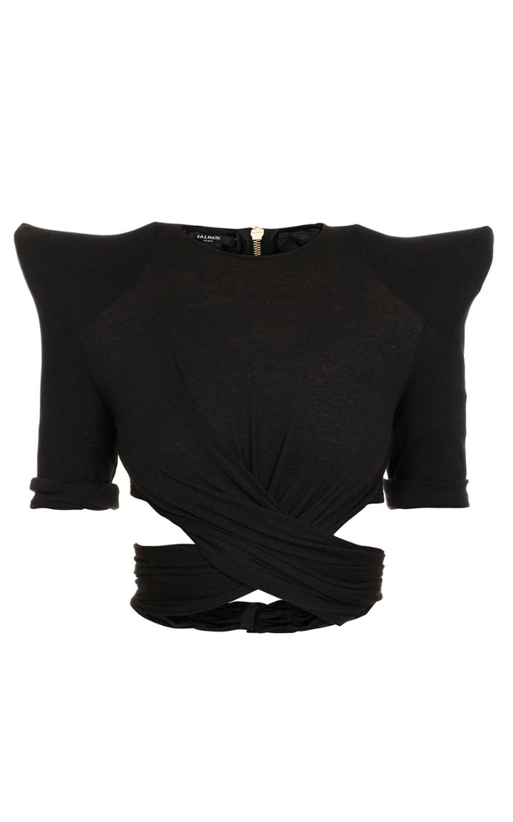 Moda Operandi Balmain Cutout Cropped Top