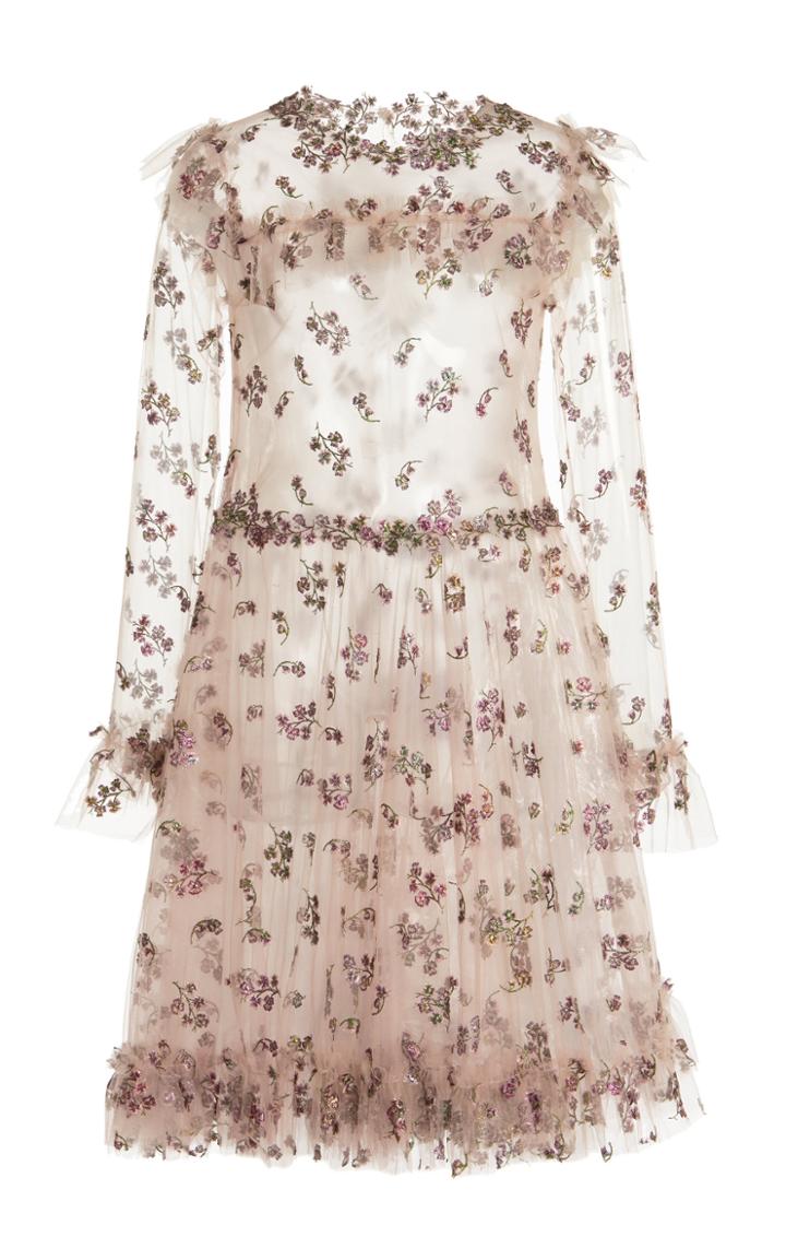 Moda Operandi Luisa Beccaria Floral-embroidered Tulle Dress
