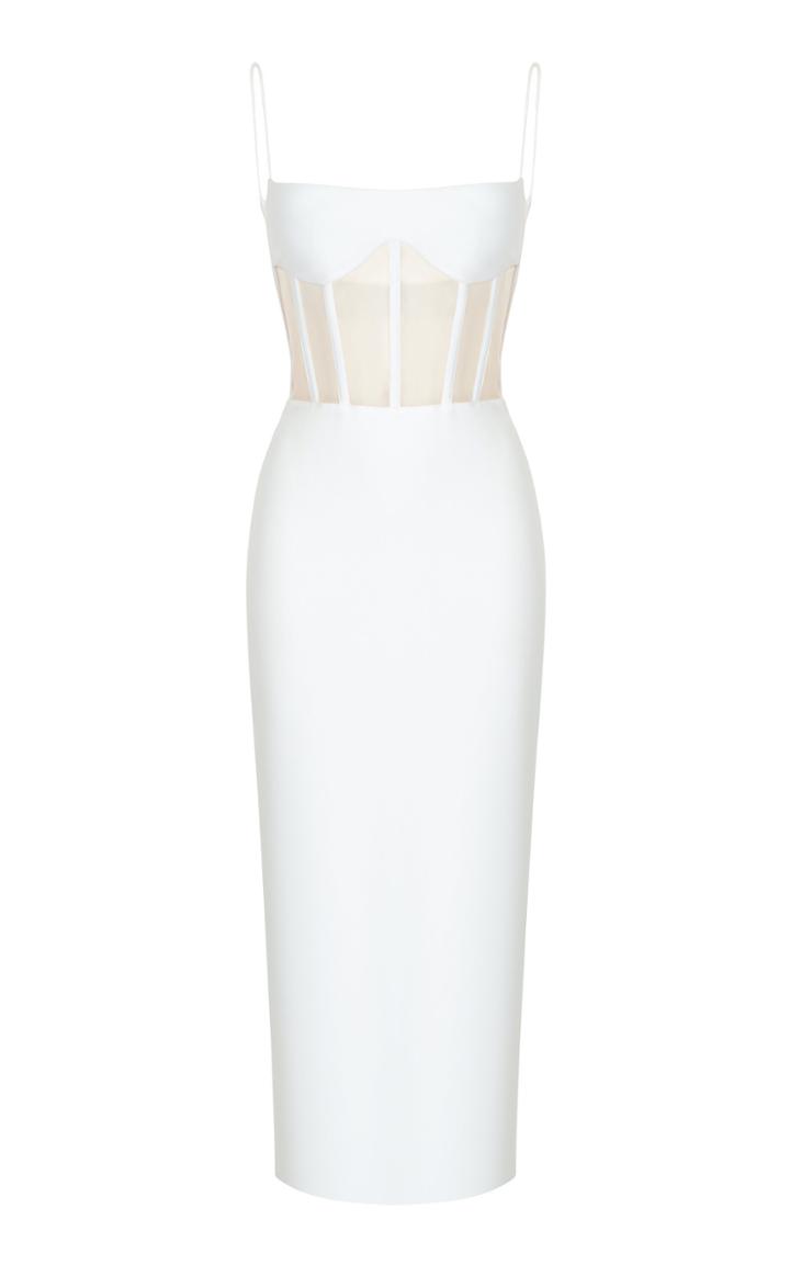 Rasario Sleeveless Crepe Corset Midi Dress Size: 40