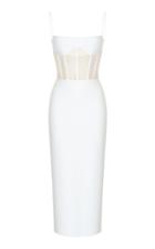 Rasario Sleeveless Crepe Corset Midi Dress Size: 40