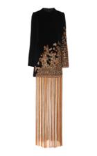 Oscar De La Renta Fringe-trimmed Velvet Mini Dress