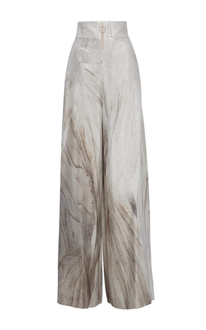 Christian Siriano Metallic Wide Leg Trousers