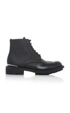 Alexander Mcqueen Textured Leather Brogue Boots