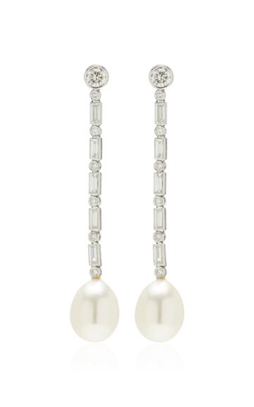 Moda Operandi Stephen Russell One Of A Kind Platinum, Diamond & Pearl Earrings