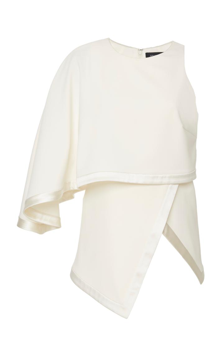Sally Lapointe Stretch Crepe Asymmetrical Cape Top
