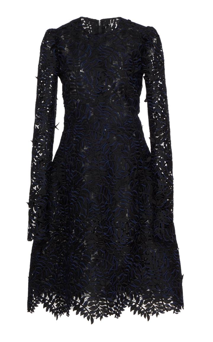 J. Mendel Long Sleeve Guipure Lace Midi Dress