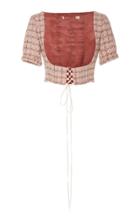 Brock Collection Penguin Lace-up Corset Tweed Top