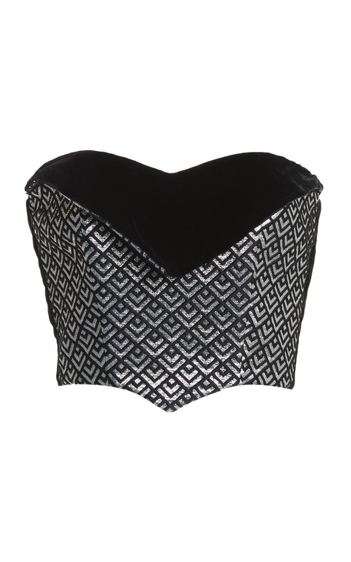 Moda Operandi Nervi Joyce Jacquard Silk Strapless Top