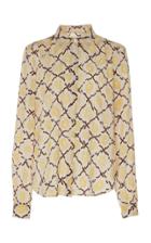 Moda Operandi Alexandre Blanc Patterned Silk Wrap Blouse Size: 36