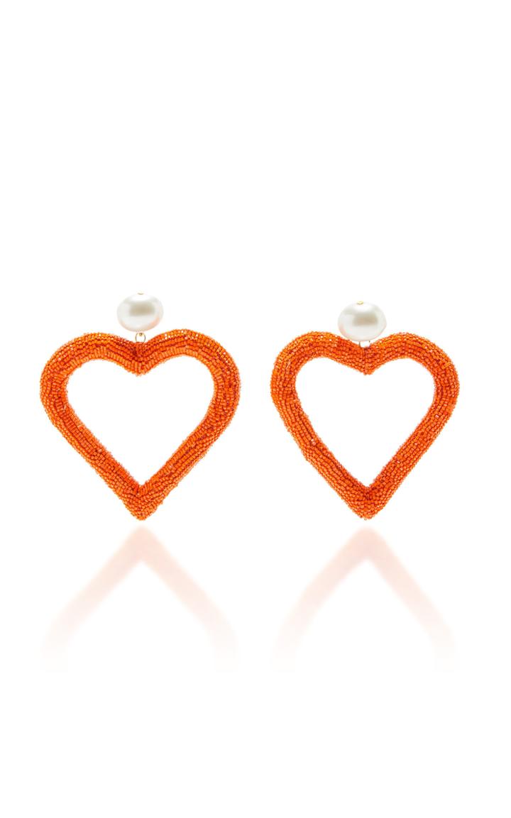 Carolina Herrera Micro Bead Heart Earring