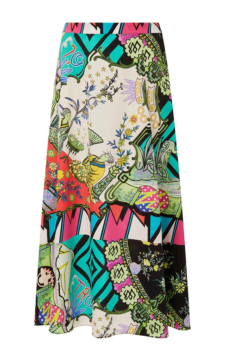 Etro Arcade Silk Flared Midi Skirt
