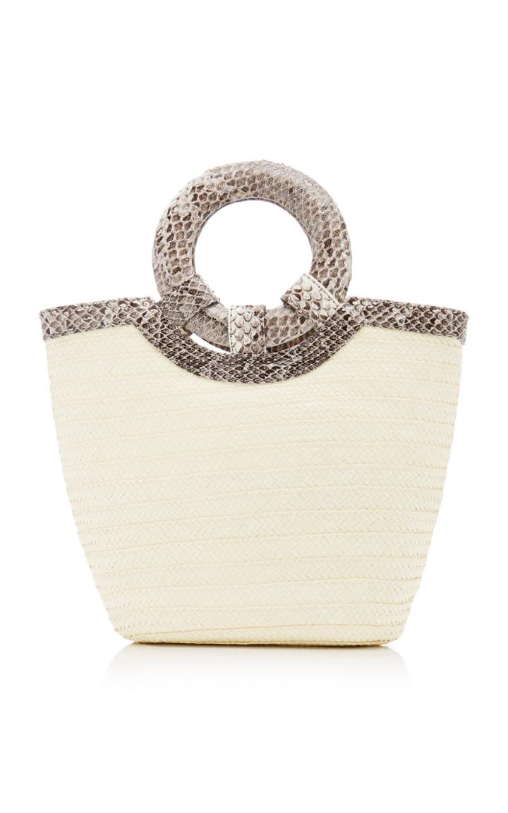 Adriana Castro Natural Watersnake Trimmed Straw Tote