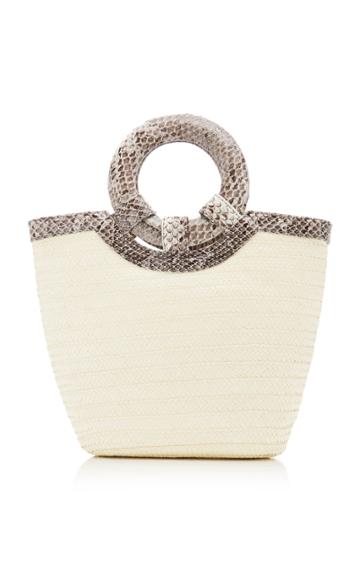 Adriana Castro Natural Watersnake Trimmed Straw Tote
