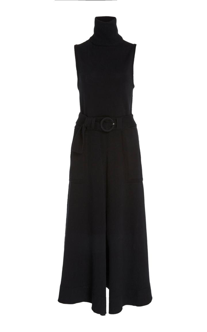 Mara Hoffman Elle Belted Ribbed Cotton Turtleneck Maxi Dress