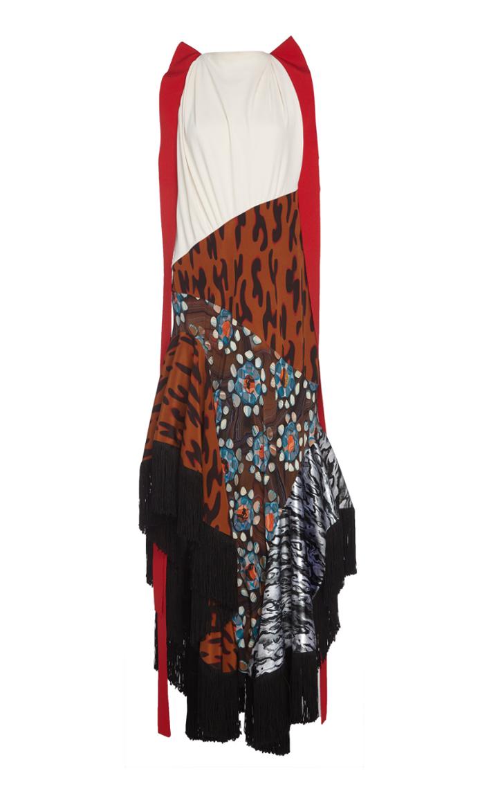 Mugler Patchwork Silk Maxi Dress