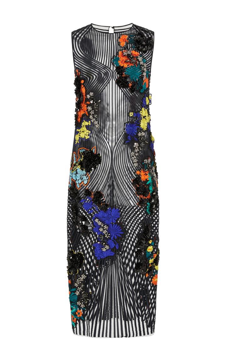Versace Ribbed Tulle Embellished Dress