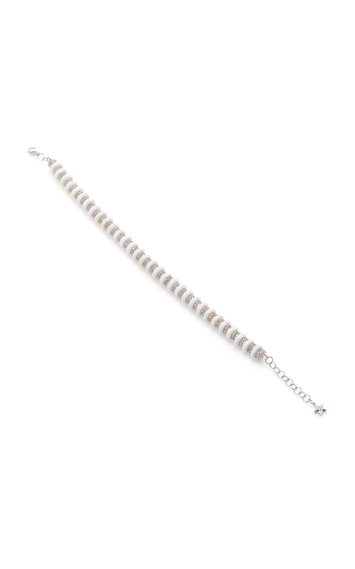 Ofira White Diamond & White Onyx Halo Bracelet