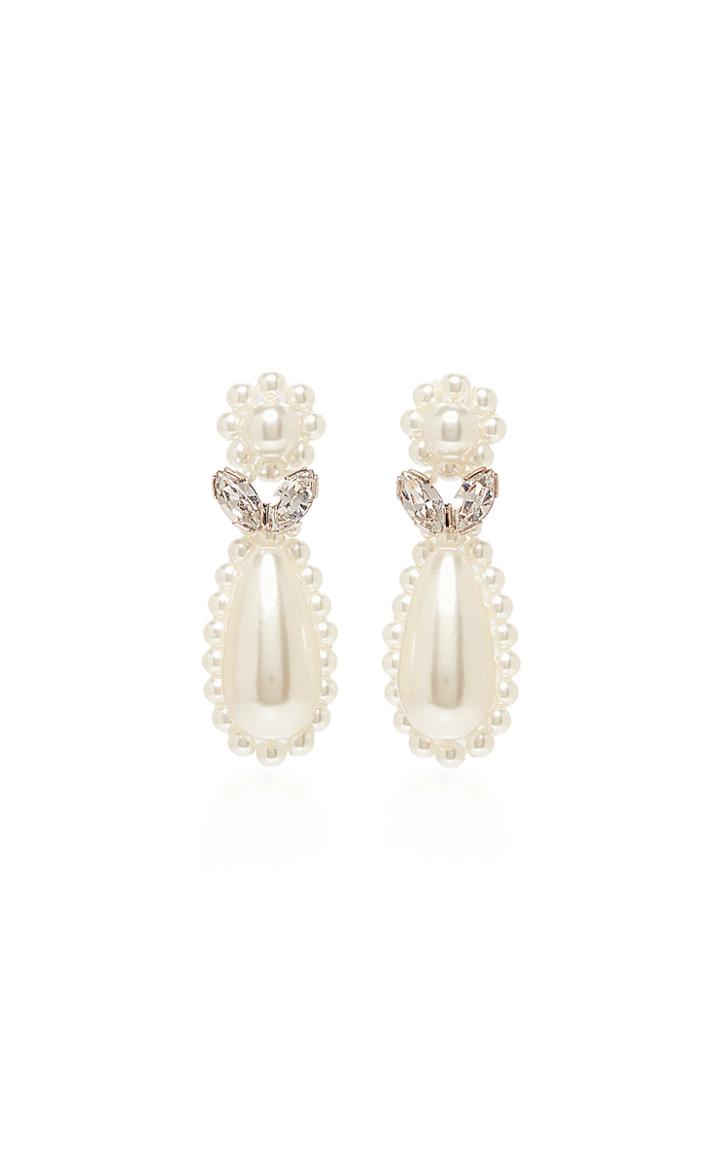 Simone Rocha Crystal And Faux-pearl Flower Drop Earrings