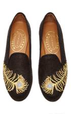 Stubbs & Wootton Peacock Metallic Black Slipper