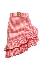 Moda Operandi Balmain Ruffled Gingham Cotton Mini Skirt
