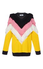 Msgm Chevron Fringed Wool Sweater