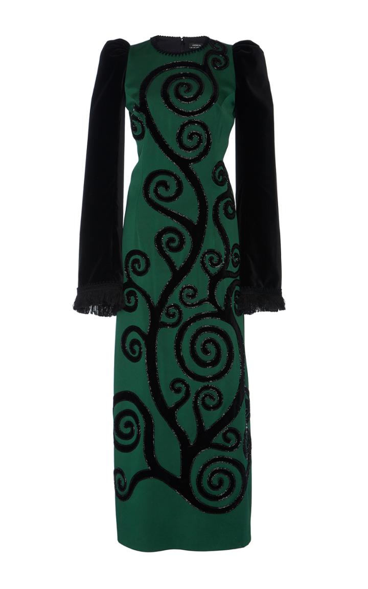 Andrew Gn Bead Embroidered Midi Dress