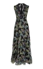 Anna Sui Embellished-neck Butterflies Sheer Midi Dress