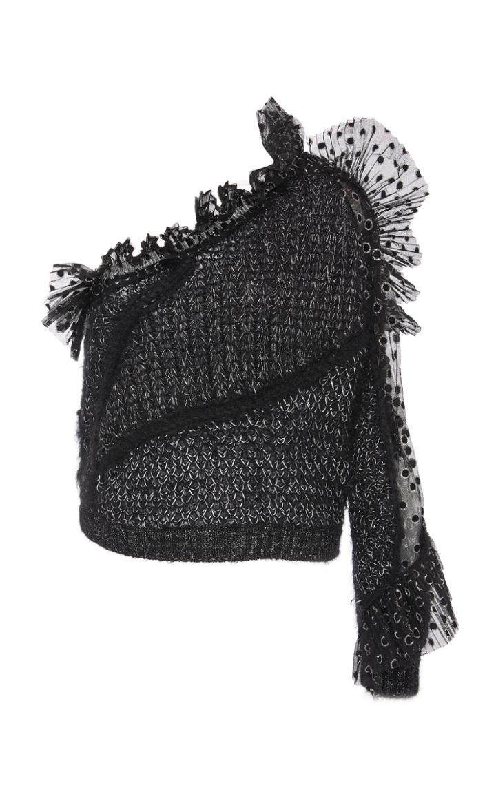 Alberta Ferretti Superkid One-shoulder Ruffled Mohair Blend Top