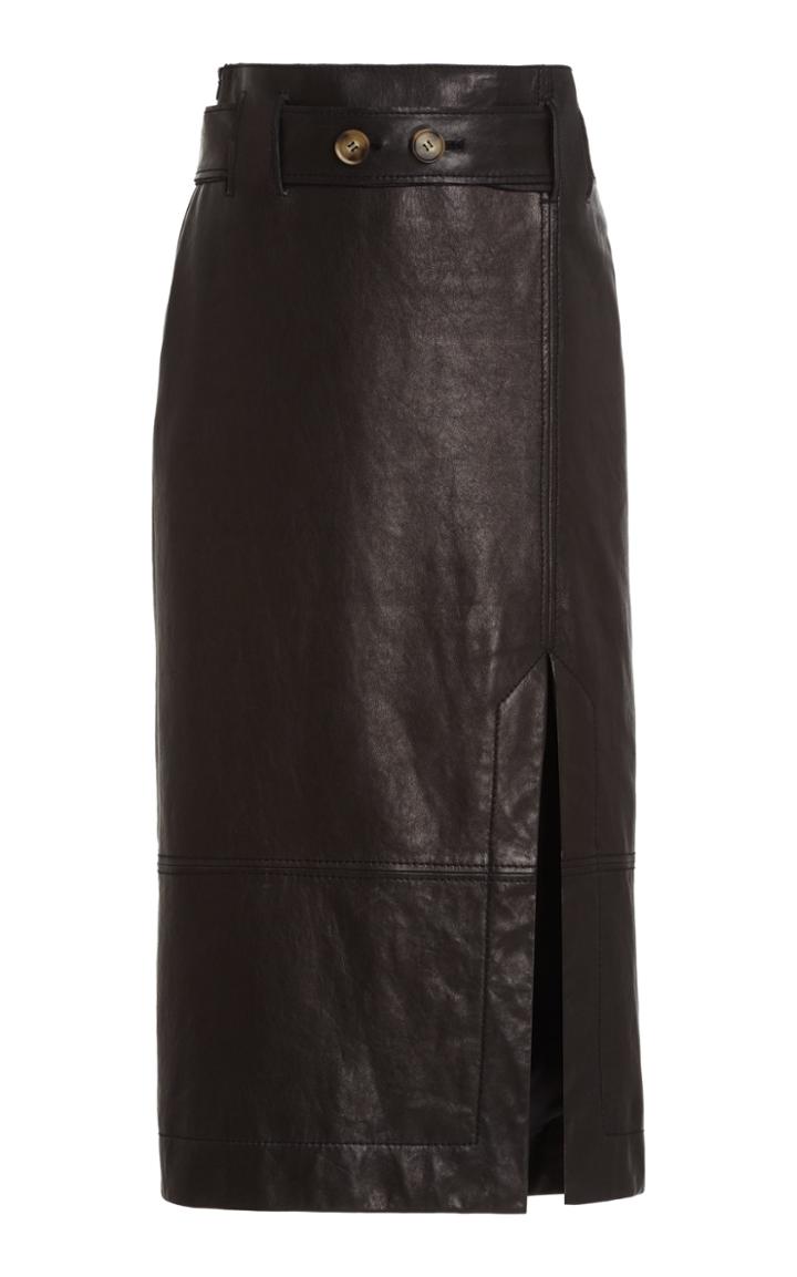 Rejina Pyo Mia Belted Leather Midi Skirt