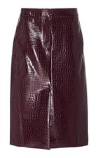 Tibi Croc-embossed Faux Leather Midi Skirt