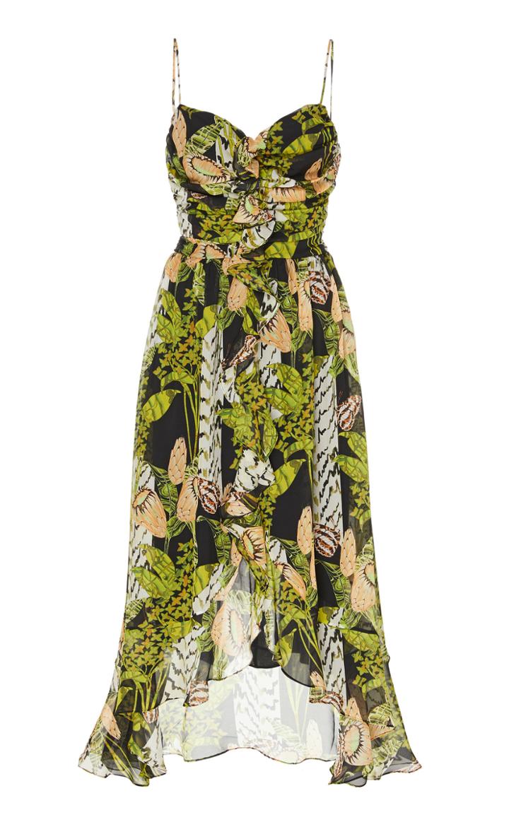 Moda Operandi Temperley London Harmony Printed Georgette Ruffled Midi Dress Size: 6