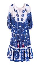 Moda Operandi La Doublej Folk Tasseled Printed Cotton Midi Dress