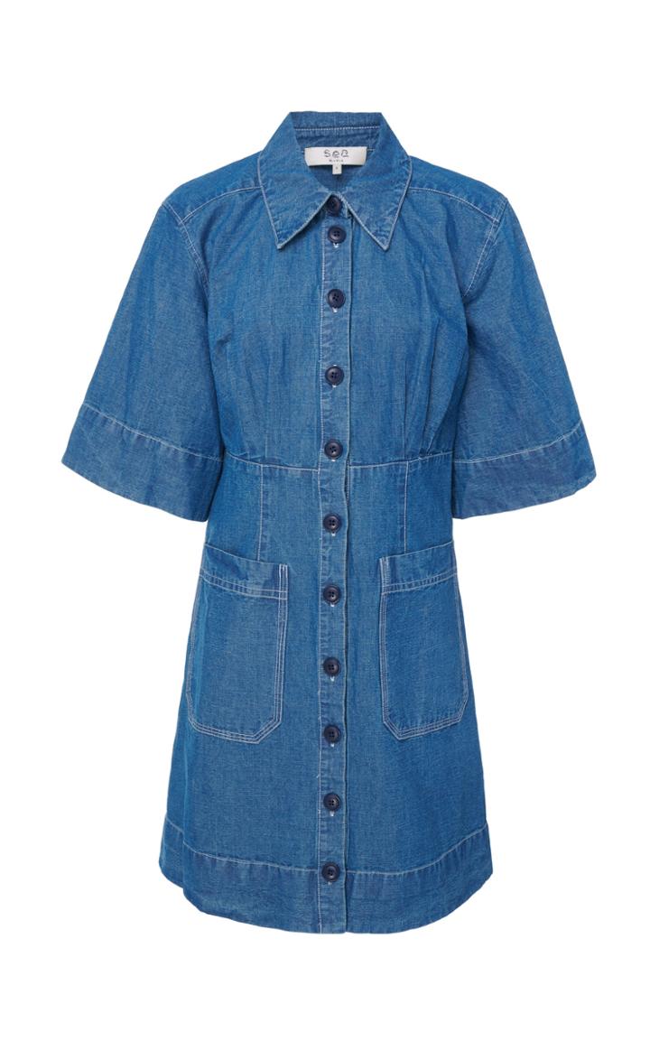 Sea Piper Denim Mini Shirt Dress