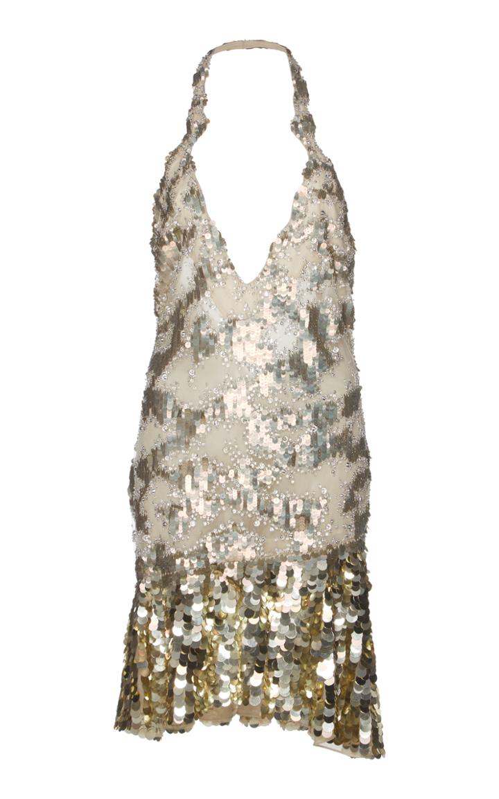 Roberto Cavalli Sequin Embellished Halter Dress