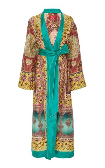 Cabana Printed Silk Midi Dressing Gown