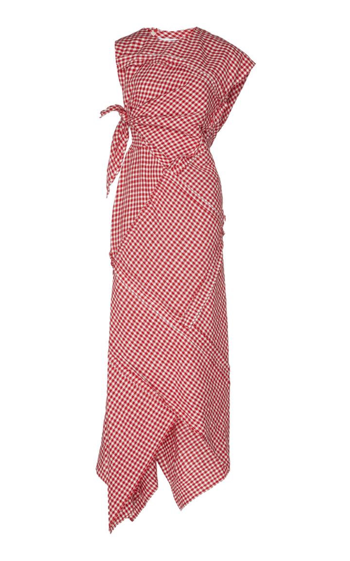 Christopher Esber Tratoria Gingham Linen Midi Dress